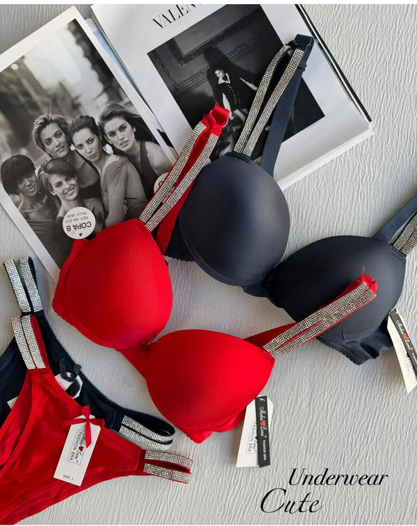 T-Shirt Bra Underwear Set Shimmery Straps