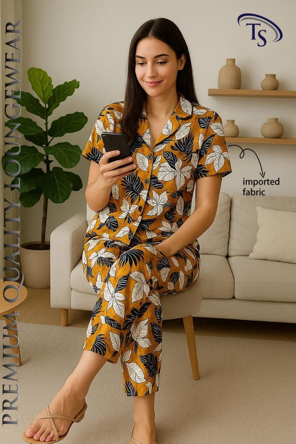 Floral Summer Lawn Night Dress Casual Wear